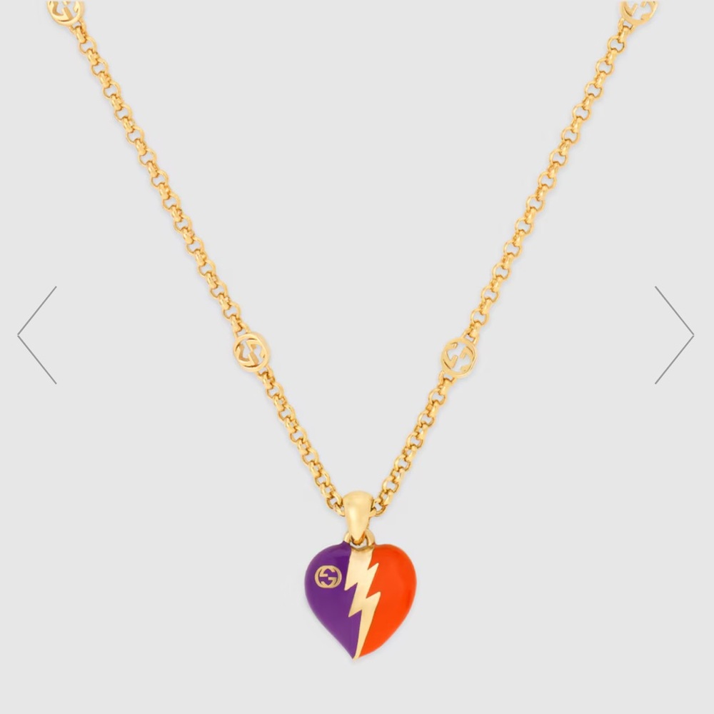 Gucci Interlocking G Heart Lightning Charm Neckla… - image 1